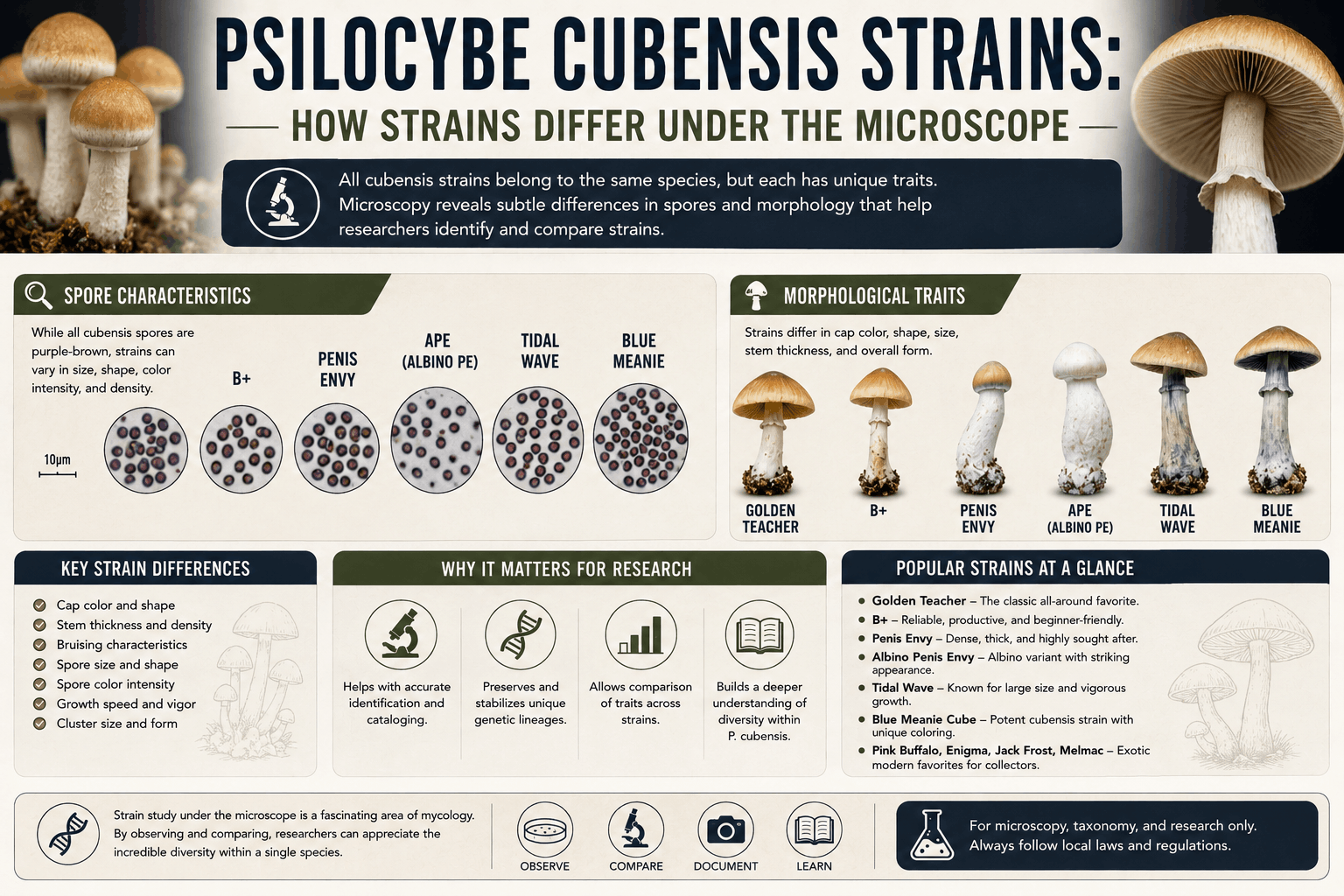 how-cubensis-strains-differ-microscopy psilocybe cubensis strain differences under the microscope