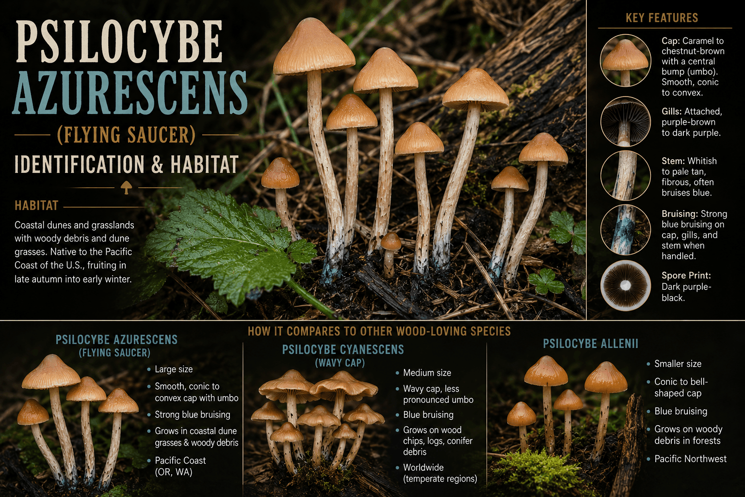 how to identify psilocybe azurescens psilocybe azurescens morphology