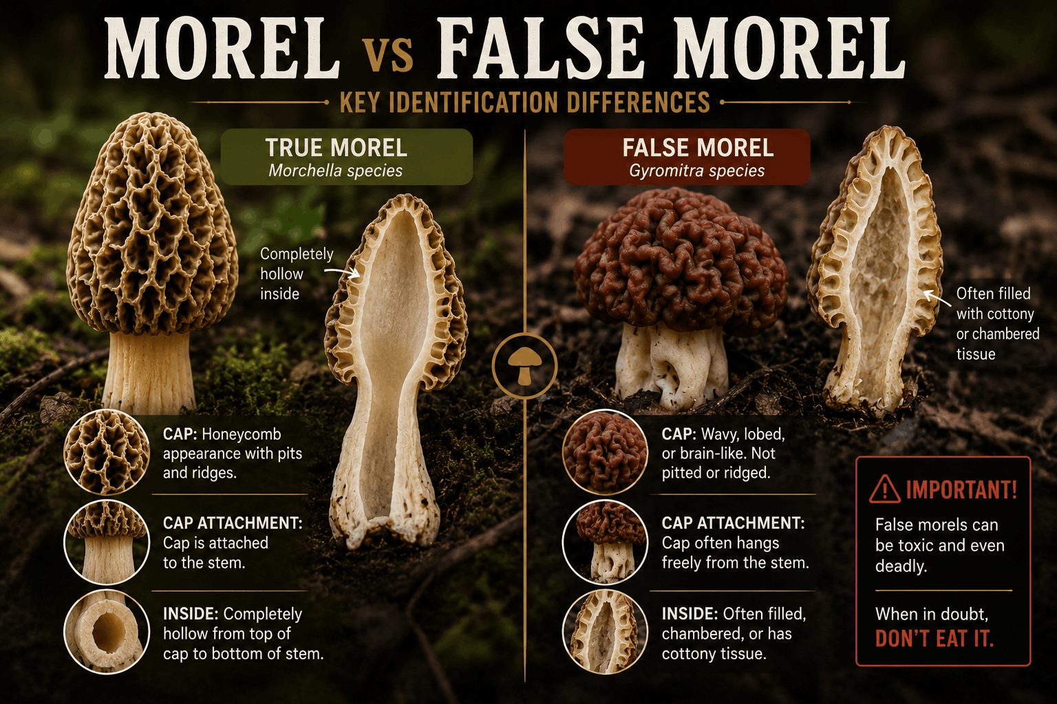 morel vs false morel comparison