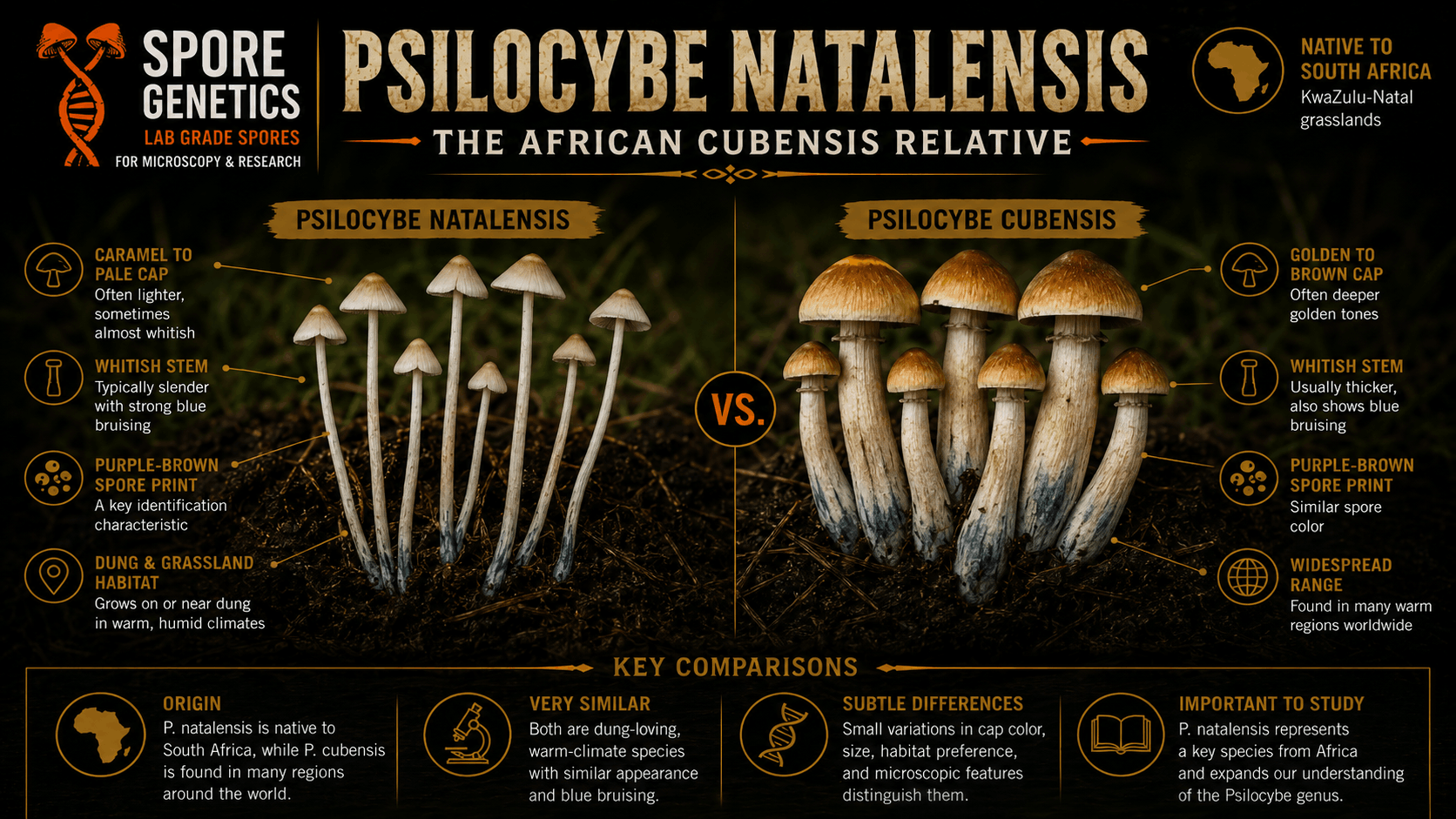 Psilocybe comparison Natalensis vs Cubensis The differences between Psilocybe Natalensis and Psilocybe Cubensis