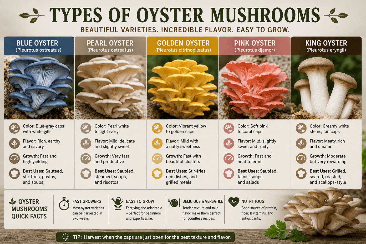 oyster mushroom types comparison