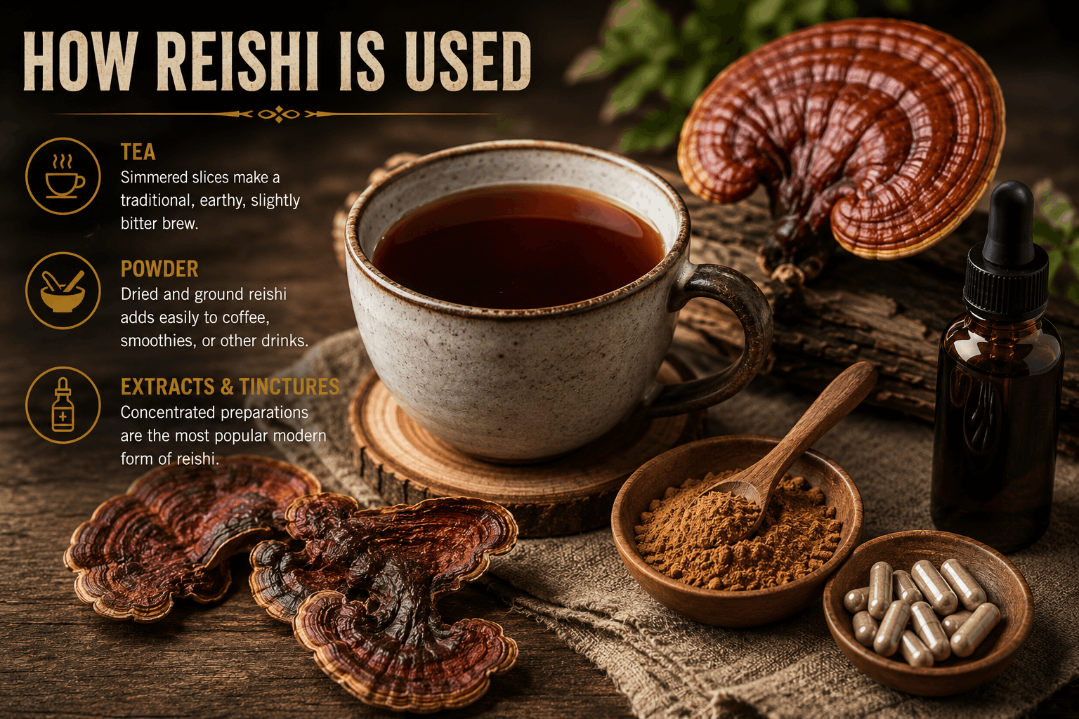 Different ways to prepare Reishi Mushrooms